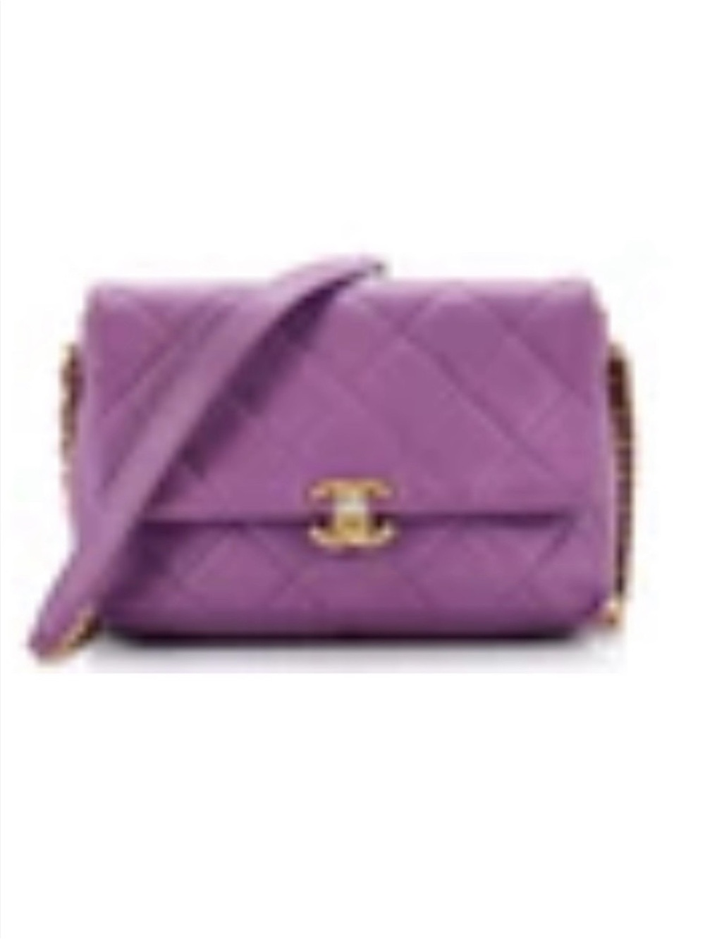 CHANEL caviar Lavender Crossbody with Gold CC Turnlock